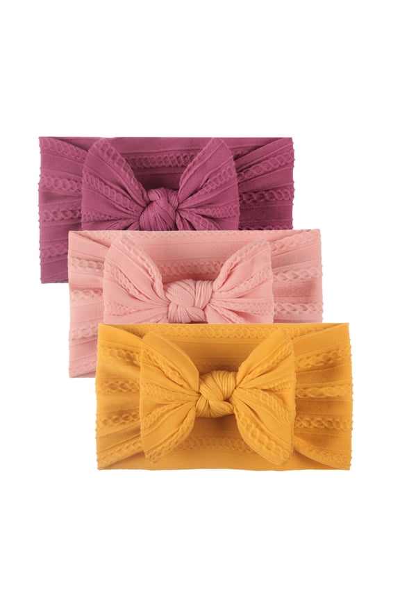 Baby 3 Piece Headbands Elastic Soft Big Bowknot Headwear for Newborn Infant Comfortable Wide Headwrap Toddlers Going Out Fashion Hair Accessory