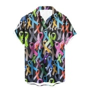 LWZWM Breast Cancer Survivor Friend Merchandise T-Shirts for Men Pink Ribbon Breast Cancer Awareness Men's T-Shirt Short Sleeve Lapel Button down Shirt M