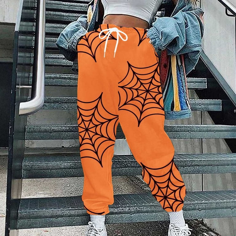 LWZWM Halloween Jogger Pants for Women Skull Hippie Punk Trousers