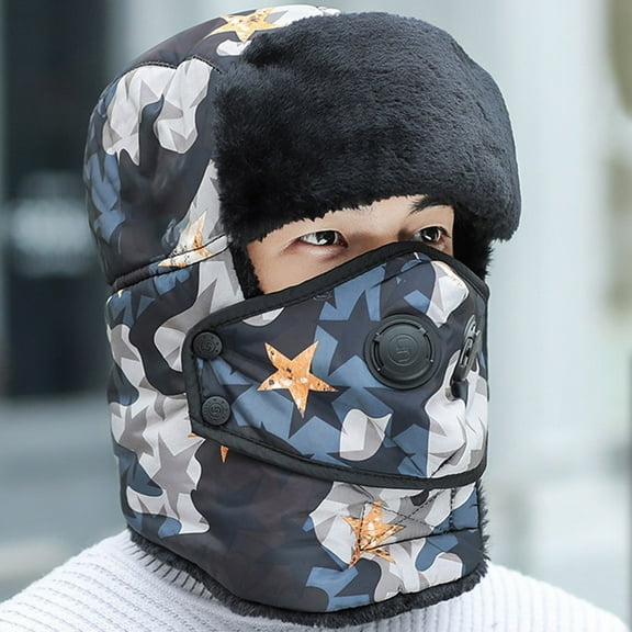 LWZWM New Face Mask Deal Of The Day Men And Women Thunderheads Hat Thickened Ear Protection Face Protection Cap (#2 B)