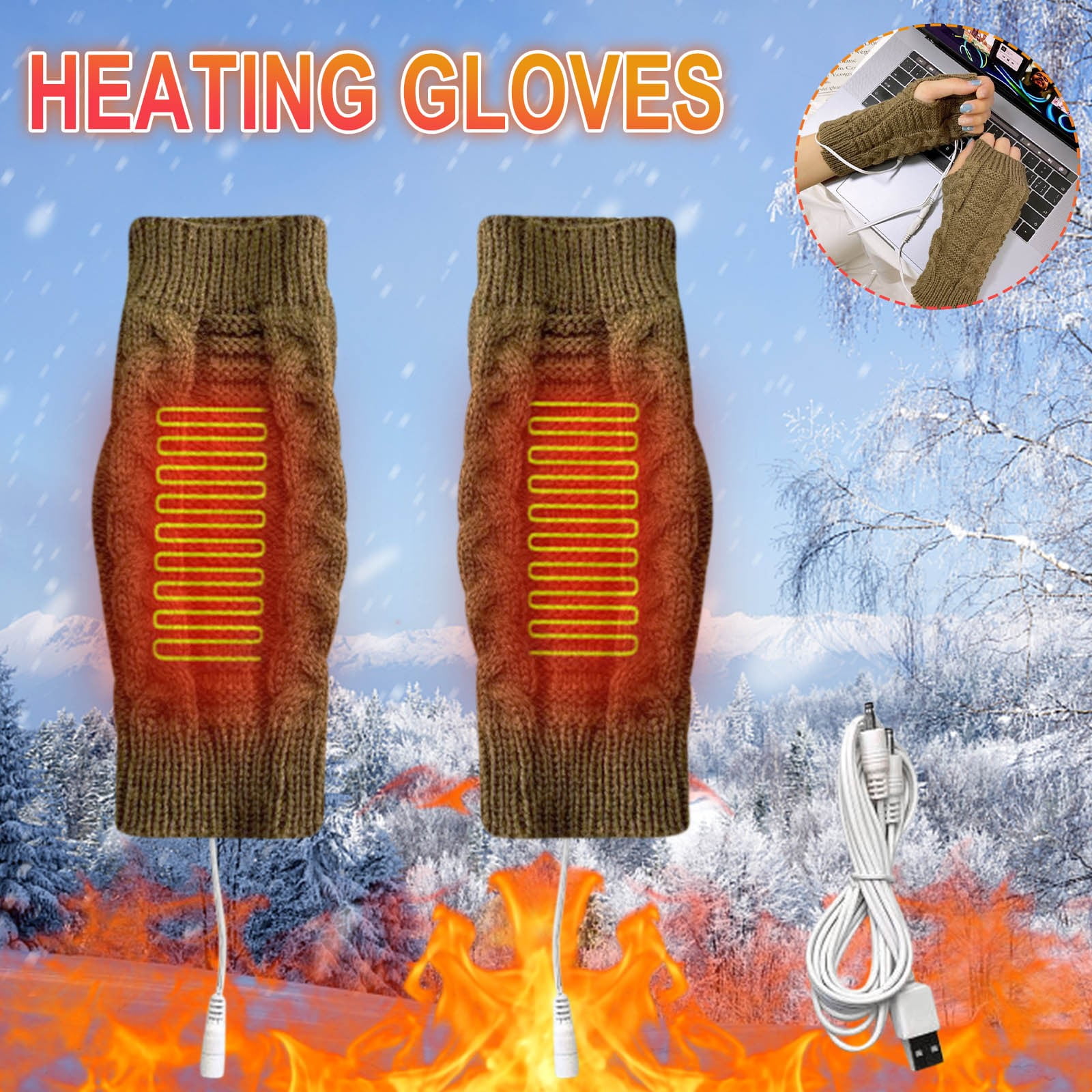 LWZWM New Winter Sports Equipment Clearance Sale Usb Heated Gloves Electric Heated Mittens Women