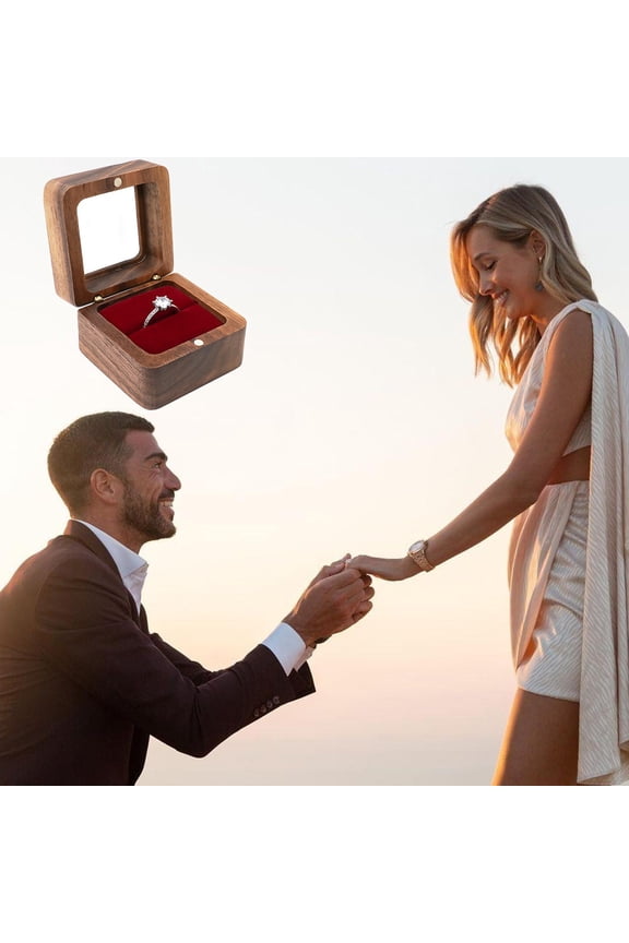 Upgrade Holiday Decor Deal Of The Day Ring Box Jewelry Box Wooden Ring Box Engagement Ring Box With 1 Slot Wedding Ring Box For Ring Elegant And Retro Ring Box For Wedding Proposal (#3 Red)
