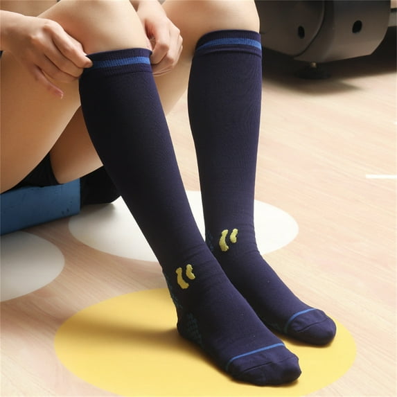 LWZWM Upgrade Sports Safety Clearance Sale Leisure Sports Compression Socks Men'S And Women'S Outdoor Long Tube Compression Socks Sports Running Fitness Socks (#1 Navy)