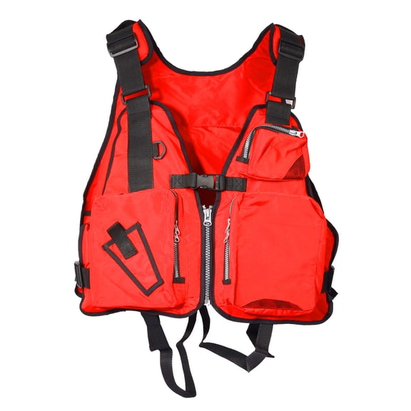 LWZWM Upgrade Sports Safety Clearence Sales Adult Buoyancy Vest Fishing Lures Multi-Pocket Non-Professional Life Jacket (#3 Red)