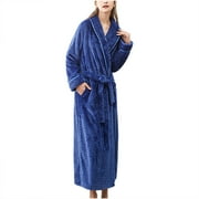 LWZWM Women's Warm Fleece Winter Robe Long Plush Cardigan Fall Bathrobe Soft Long Bathrobe Long House Coat Kimono Robes Long Bath Robe Nightgown Pajamas Sleepwear Housecoat