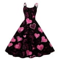 thumbnail image 1 of LWavelet 2026 Valentine's Easy-Breezy Valentine Dress, Spaghetti Strap Heart Print Flared Waist Casual Sundress Purple Pink M, 1 of 4