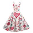 thumbnail image 1 of LWavelet 2026 Valentine's Party Fit & Flare Dress, Women's Spaghetti Strap Heart Print Y2K Vibe Sundress Purple Pink L, 1 of 4