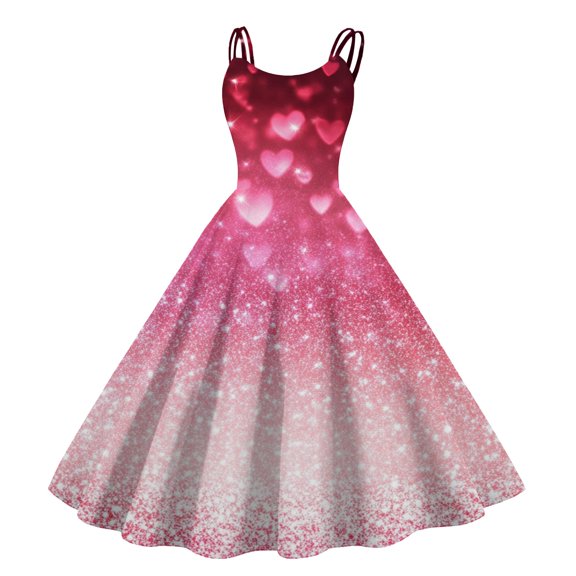 LWavelet 2026 Valentine's Romantic Heart Dress Women, Off-shoulder Print Wrap Flowy Sundresses Casual Trendy Purple Pink XL