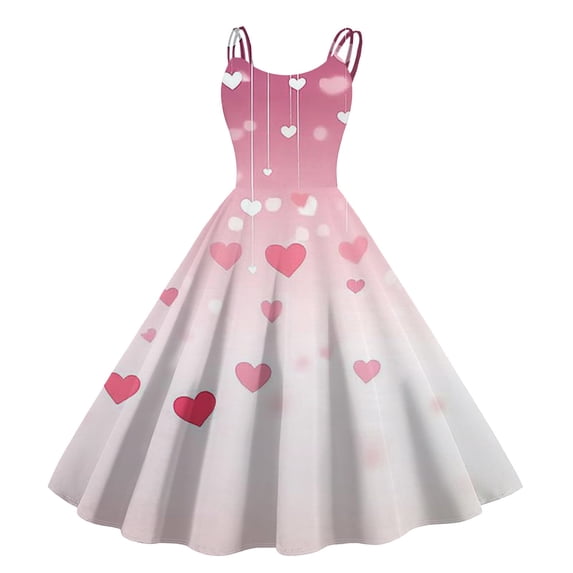 LWavelet 2026 Valentine's Romantic Heart Dress Women, Off-shoulder Print Wrap Flowy Sundresses Casual Trendy White 2XL