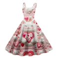 thumbnail image 1 of LWavelet 2026 Valentine's Ruffled Heart Dress, Women's Romantic Rose Pattern Sleeveless A Line Flowy Sundresses Watermelon Red M, 1 of 4