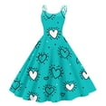 thumbnail image 1 of LWavelet 2026 Valentine's Soft Girl Aesthetic Sundress, Spaghetti Strap Heart Print Coffee Date Slimming Waist Dress Cyan 2XL, 1 of 4