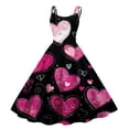 thumbnail image 1 of LWavelet 2026 Valentine's Sweet Short Sleeve Dress, Women's Love Heart Rose Print Fitted A Line Flowy Casual Sundresses Hot Pink M, 1 of 4