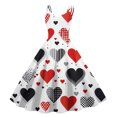 thumbnail image 1 of LWavelet 2026 Valentine's Trendy Cute Core Dress, Spaghetti Strap Heart Print Fitted Waist Flared Sundress White M, 1 of 4