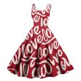 thumbnail image 1 of LWavelet 2026 Valentine's Whimsical Heart Print Sundress, Spaghetti Strap Flared Swing Skirt Valentine's Wear Wine L, 1 of 4