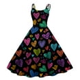 thumbnail image 1 of LWavelet 2026 Valentine's Whimsical Valentine Sundress, Spaghetti Strap Heart Print Flared Swing Skirt Outfit Royal Blue L, 1 of 4