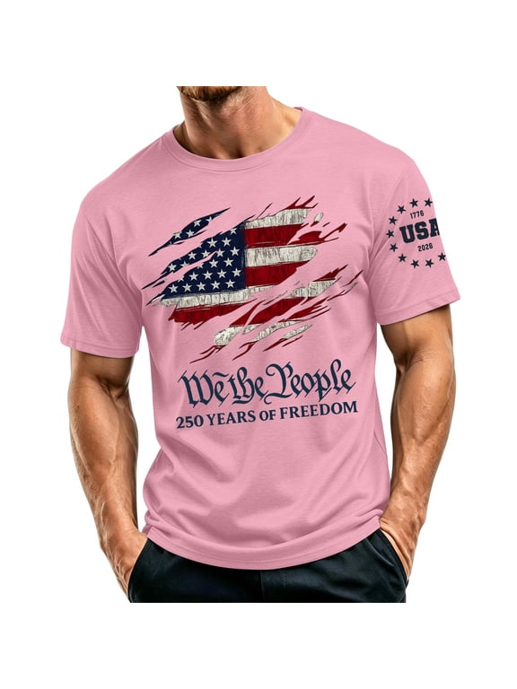 American Flag Shirts for Men USA Patriotic T-Shirt 4th of July Tee Tops