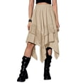 thumbnail image 1 of LWavelet Asymmetrical Lace Trim Midi Skirt Women Casual Trendy Edgy Versatile Bottoms Khaki S, 1 of 5