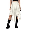 thumbnail image 1 of LWavelet Asymmetrical Lace Trim Midi Skirt Women Casual Trendy Edgy Versatile Bottoms White M, 1 of 5
