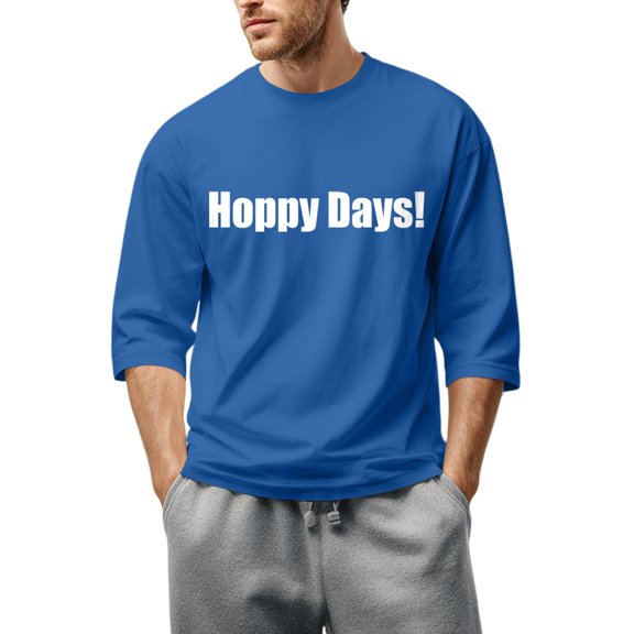 LWavelet Beer Inspired Phrase Men's 3/4 Sleeve T-Shirt Ideal for Oktoberfest Celebrations and Casual Style Blue XL