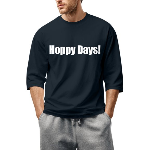 LWavelet Beer Inspired Phrase Men's 3/4 Sleeve T-Shirt Ideal for Oktoberfest Celebrations and Casual Style Navy M