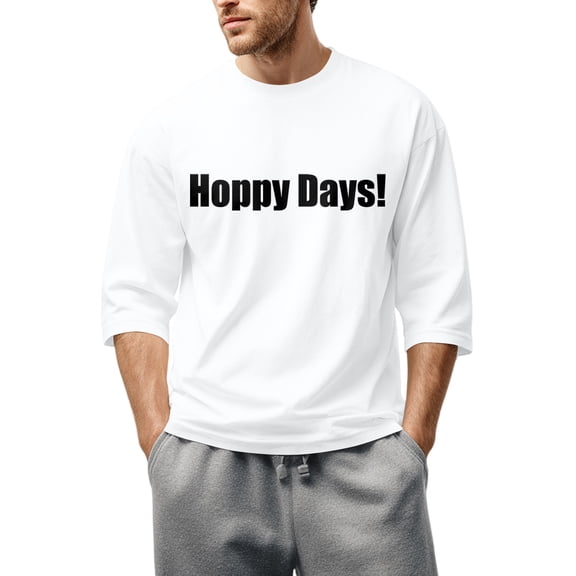 LWavelet Beer Inspired Phrase Men's 3/4 Sleeve T-Shirt Ideal for Oktoberfest Celebrations and Casual Style White S