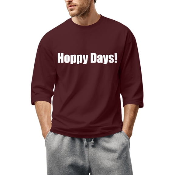 LWavelet Beer Inspired Phrase Men's 3/4 Sleeve T-Shirt Ideal for Oktoberfest Celebrations and Casual Style Wine L