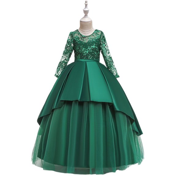 LWavelet Big Girls Gradient Color Embroidery Floral Evening Princess Pageant Dress