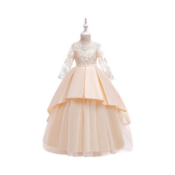 LWavelet Big Girls Gradient Color Embroidery Floral Evening Princess Pageant Dress