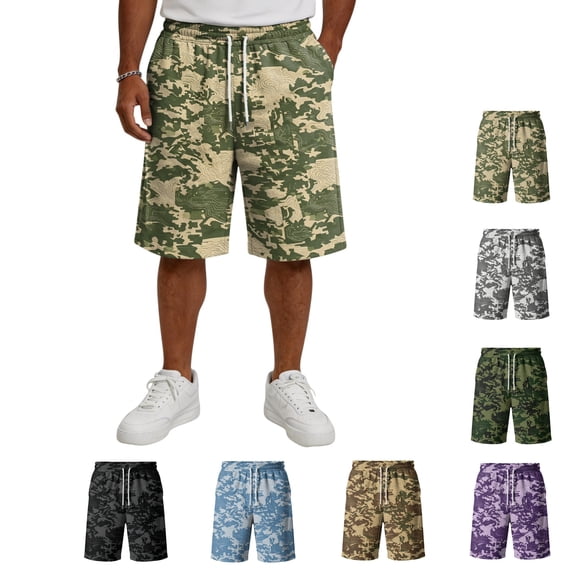 LWavelet Big and Tall Mens Workout Shorts Classic Camouflage Casual Hiking Shorts Basketball Breathable Summer Gym Shorts with Pockets