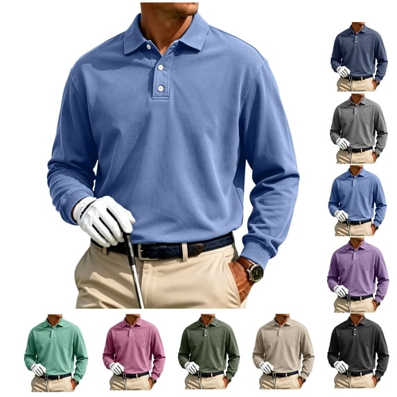 LWavelet Big and Tall Polo Shirts for Men Long Sleeve Collared Golf Shirt Casual Moisture Wicking Work Hiking Shirts
