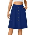 thumbnail image 1 of LWavelet Button-Front Midi Skirt with Side Pockets Women Daily Casual Structured Versatile Bottoms Blue S, 1 of 7