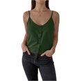 thumbnail image 1 of LWavelet Button-Front Spaghetti Strap V-Neck Tank Top Women Daily Casual Comfortable Versatile Tops Dark Green M, 1 of 4