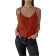 thumbnail image 1 of LWavelet Button-Front Spaghetti Strap V-Neck Tank Top Women Daily Casual Comfortable Versatile Tops Wine L, 1 of 4