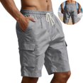 thumbnail image 1 of LWavelet Cargo Athletic Shorts Men Drawstring Elastic Waist Hiking Shorts Outdoor Classic Tactical Shorts with Multi Pockets, 1 of 6