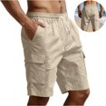 thumbnail image 1 of LWavelet Cargo Athletic Shorts Men Drawstring Elastic Waist Hiking Shorts Outdoor Classic Tactical Shorts with Multi Pockets, 1 of 6
