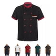 thumbnail image 1 of LWavelet Chef Tops for Men Short Sleeve Chef Coat Uniform Comfy Breathable Chef Work Uniform For Kitchen Restaurant, 1 of 4