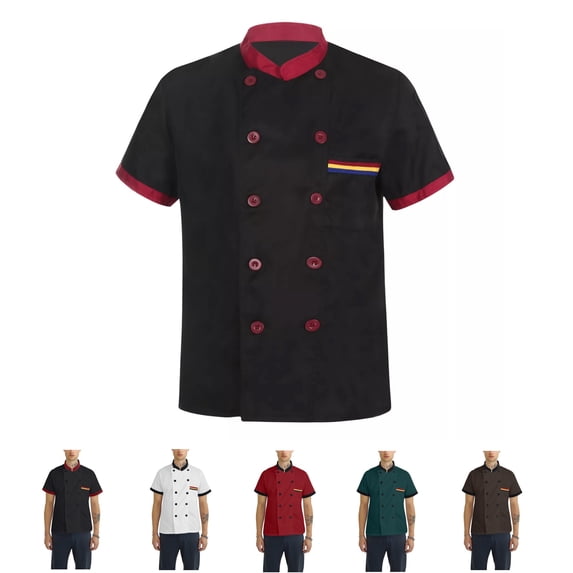 LWavelet Chef Tops for Men Short Sleeve Chef Coat Uniform Comfy Breathable Chef Work Uniform For Kitchen Restaurant