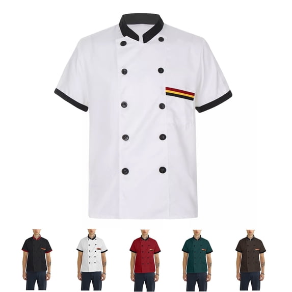 LWavelet Chef Tops for Men Short Sleeve Chef Coat Uniform Comfy Breathable Chef Work Uniform For Kitchen Restaurant
