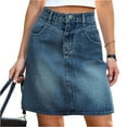 thumbnail image 1 of LWavelet Classic Denim Midi Skirt Women Fall Casual Structured Versatile Bottoms Blue S, 1 of 7