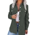 thumbnail image 1 of LWavelet Corduroy Overshirt Jacket Women Stylish Fall Casual Loose Layered Trendy Outerwear Dark Green M, 1 of 4