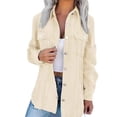 thumbnail image 1 of LWavelet Corduroy Overshirt Jacket Women Versatile Fall Casual Loose Stylish Trendy Outerwear Beige L, 1 of 5