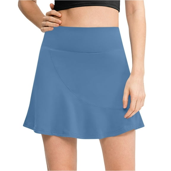 LWavelet Curved Hem Athleisure Mini Skirt Women Comfortable Daily Casual Slim-Fit Versatile Bottoms Dark Blue 2XL
