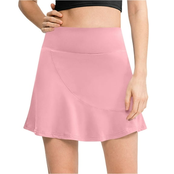 LWavelet Curved Hem Athleisure Mini Skirt Women Comfortable Daily Casual Slim-Fit Versatile Bottoms Watermelon Red 2XL