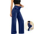 thumbnail image 1 of LWavelet Denim Pants Women Lightweight Wide Leg Jeans Summer Fall High Waisted Straight Leg Trousers with Pockets, 1 of 7