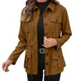 thumbnail image 1 of LWavelet Drawstring Waist Corduroy Utility Jacket with Multiple Pockets Women Trendy Fall Casual Loose Versatile Outerwear Earthy Yellow M, 1 of 4