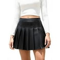 thumbnail image 1 of LWavelet Faux Leather Pleated Mini Skirt Women Stylish Fall Casual Trendy Slim-Fit Bottoms Black M, 1 of 5