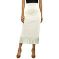thumbnail image 1 of LWavelet Faux Suede Fringe Midi Skirt Women Western Style Fall Casual Stylish Versatile Bottoms White XL, 1 of 4