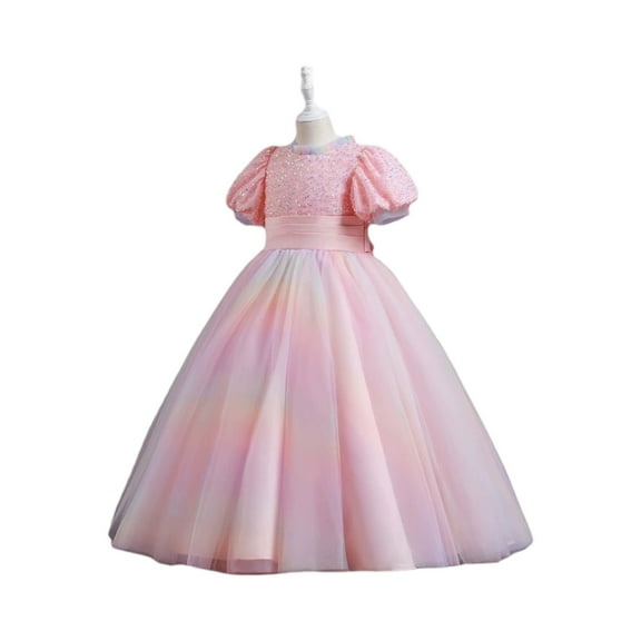 LWavelet Flower Little Big Girls Maxi Dress Bridesmaid Wedding Pageant Party Princess Communion Floral Boho Vintage Lace Dance Gown