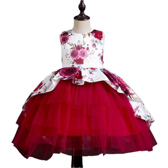 LWavelet Flower Little Big Girls Maxi Dress Bridesmaid Wedding Pageant Party Princess Communion Floral Vintage Lace Dance Gown