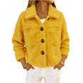 thumbnail image 1 of LWavelet Fuzzy Button Front Teddy Jacket Women Soft Fall Daily Trendy Cozy Casual Outerwear Yellow M, 1 of 5